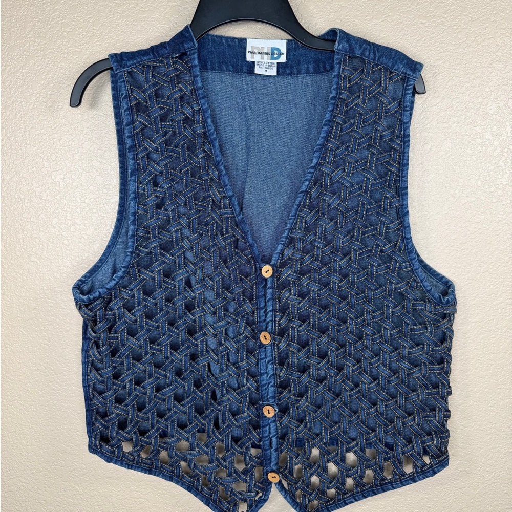 Paul Harris Designs Denim Vest in Medium Blue